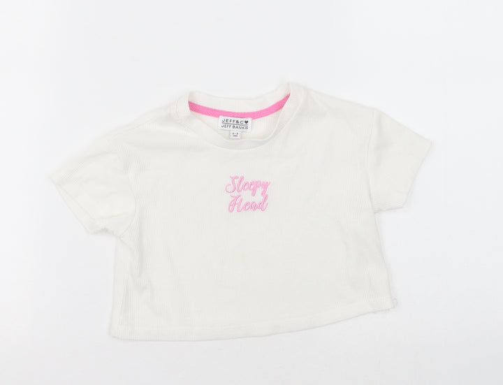 jeff & co Girls White  Cotton Cami Pyjama Top Size 2-3 Years  Pullover - Sleepy Head