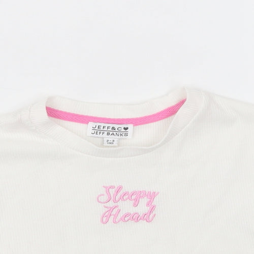 jeff & co Girls White  Cotton Cami Pyjama Top Size 2-3 Years  Pullover - Sleepy Head
