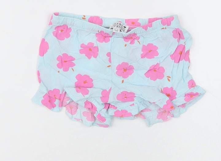 jeff &co Girls Blue Floral Cotton Sleep Shorts Size 2-3 Years
