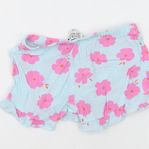 jeff &co Girls Blue Floral Cotton  Sleep Shorts Size 2-3 Years