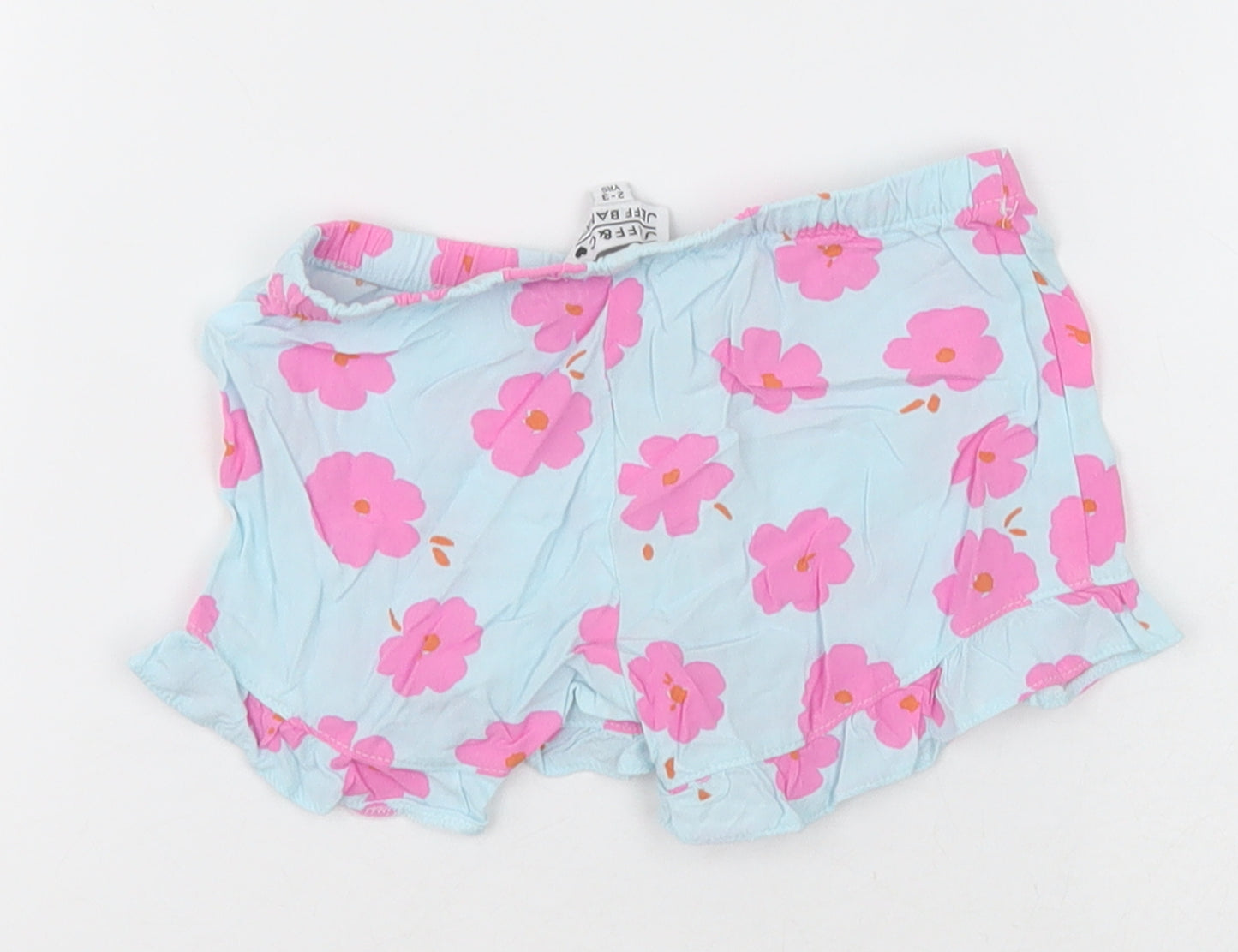 jeff &co Girls Blue Floral Cotton  Sleep Shorts Size 2-3 Years