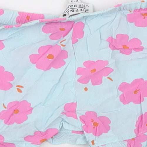 jeff &co Girls Blue Floral Cotton  Sleep Shorts Size 2-3 Years