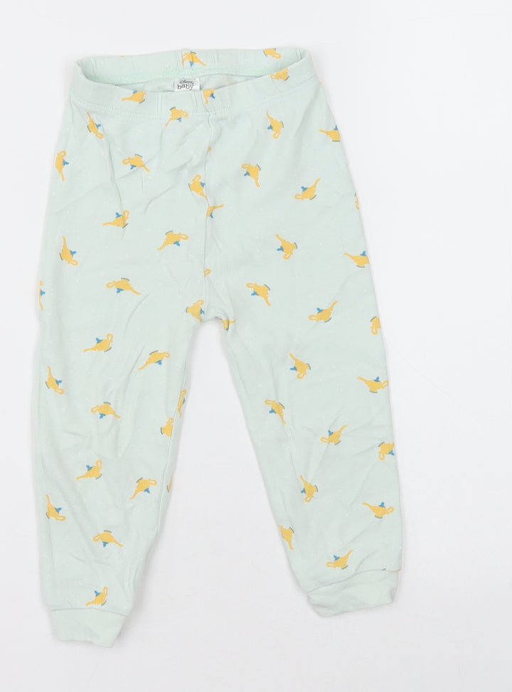 George Girls Green Geometric Cotton Pyjama Pants Size 18-24 Months Pullover - tea pot