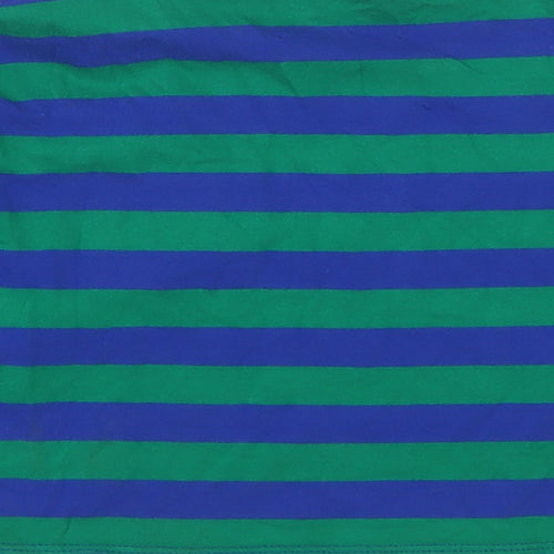 United Colours of Benetton Boys Green Striped Cotton Basic Casual Size 2-3 Years Crew Neck Pullover