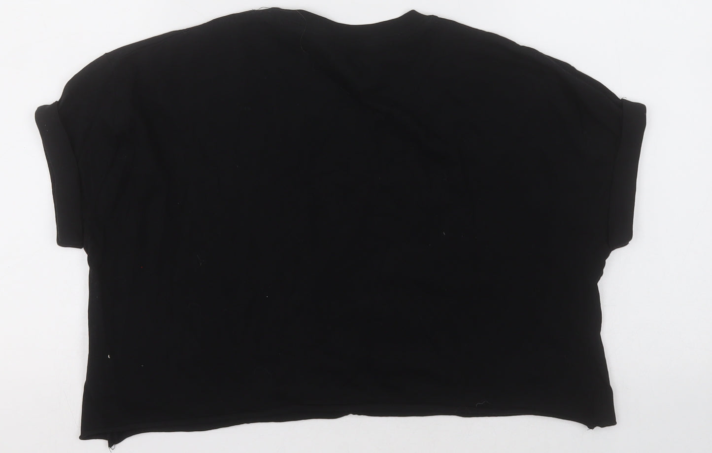 New Look Girls Black  Cotton Cropped T-Shirt Size 14-15 Years Crew Neck Pullover - it takes two to mango