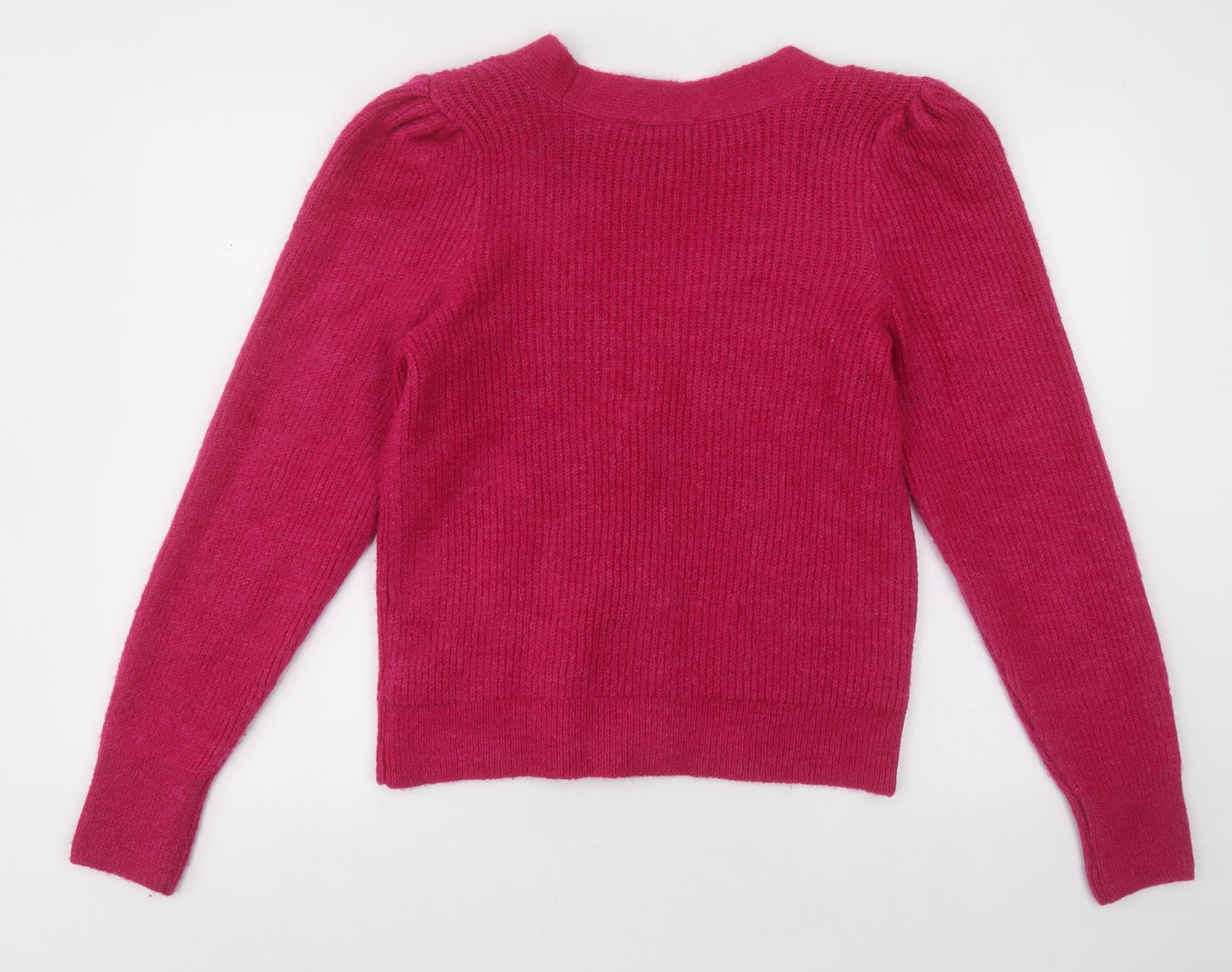 Primark Womens Pink V-Neck  Acrylic Cardigan Jumper Size 14