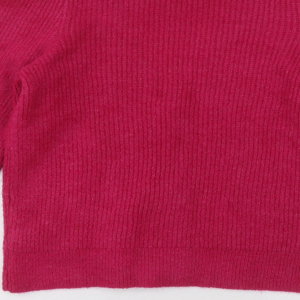 Primark Womens Pink V-Neck  Acrylic Cardigan Jumper Size 14