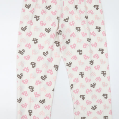 Preworn Womens Beige Geometric Polyester Cami Pyjama Pants Size 16  Tie - Heart print