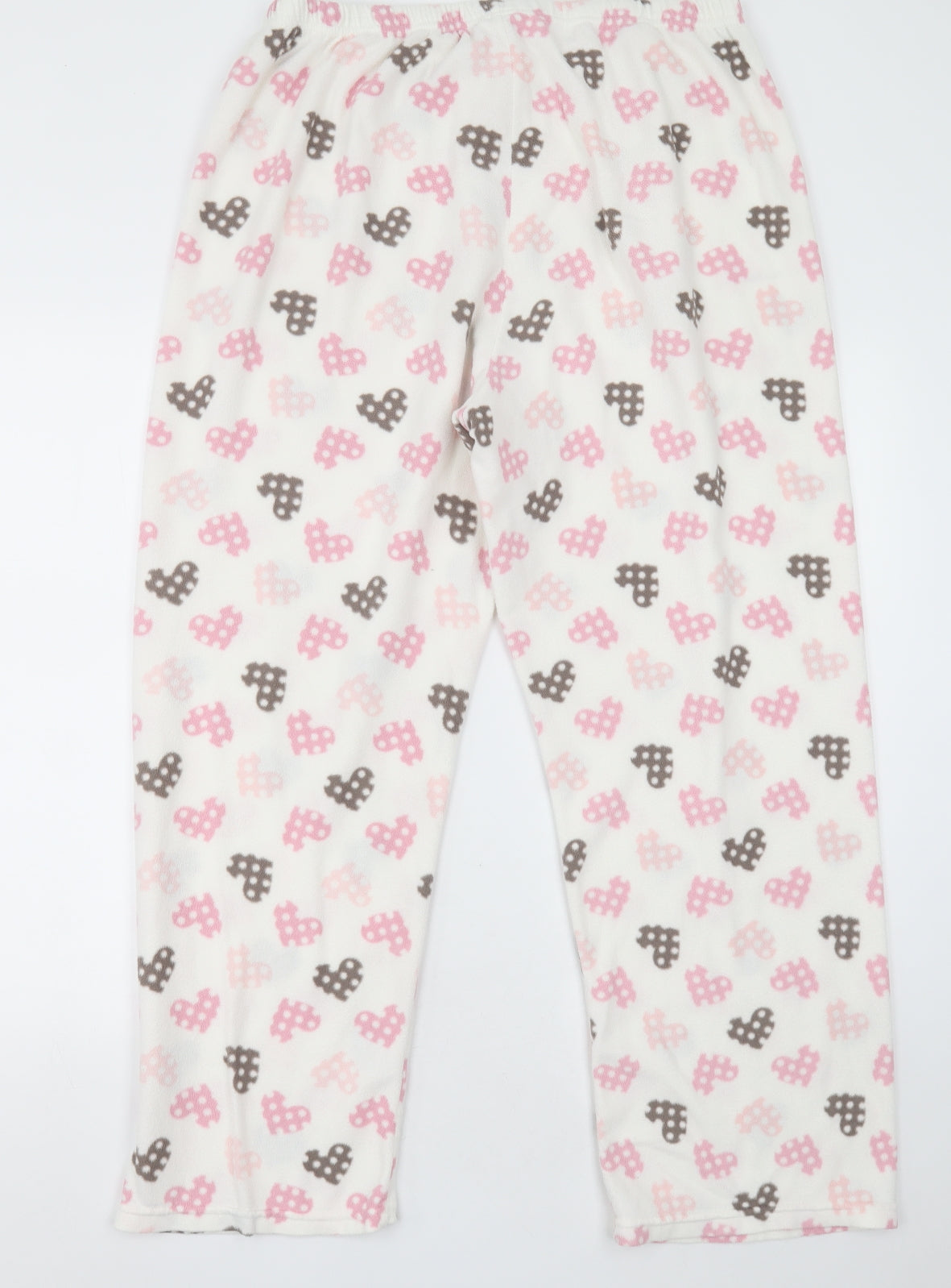 Preworn Womens Beige Geometric Polyester Cami Pyjama Pants Size 16  Tie - Heart print