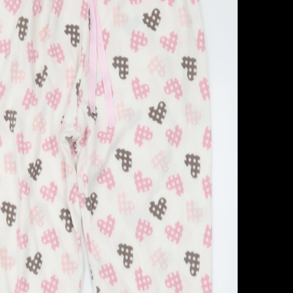 Preworn Womens Beige Geometric Polyester Cami Pyjama Pants Size 16  Tie - Heart print