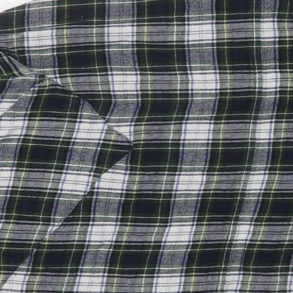 Topshop Womens Green Check Cotton Basic Button-Up Size 10 Collared