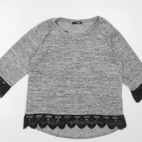 quix Womens Grey  Polyester Pullover Sweatshirt Size S  Pullover - Lace trim