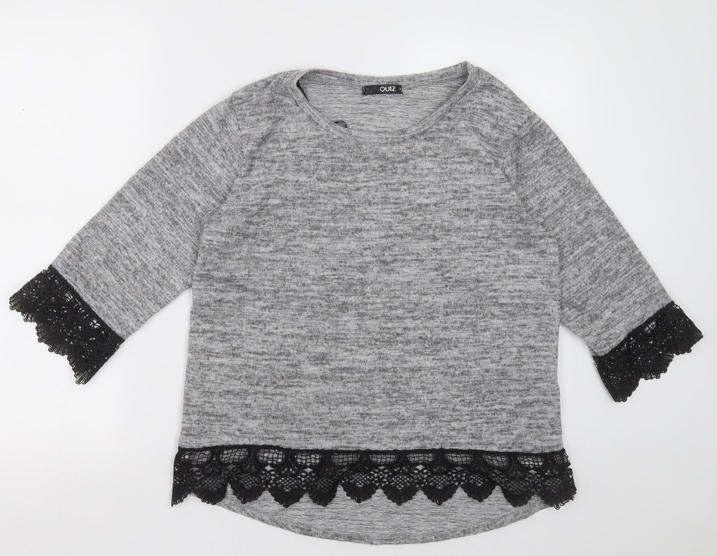 quix Womens Grey  Polyester Pullover Sweatshirt Size S  Pullover - Lace trim