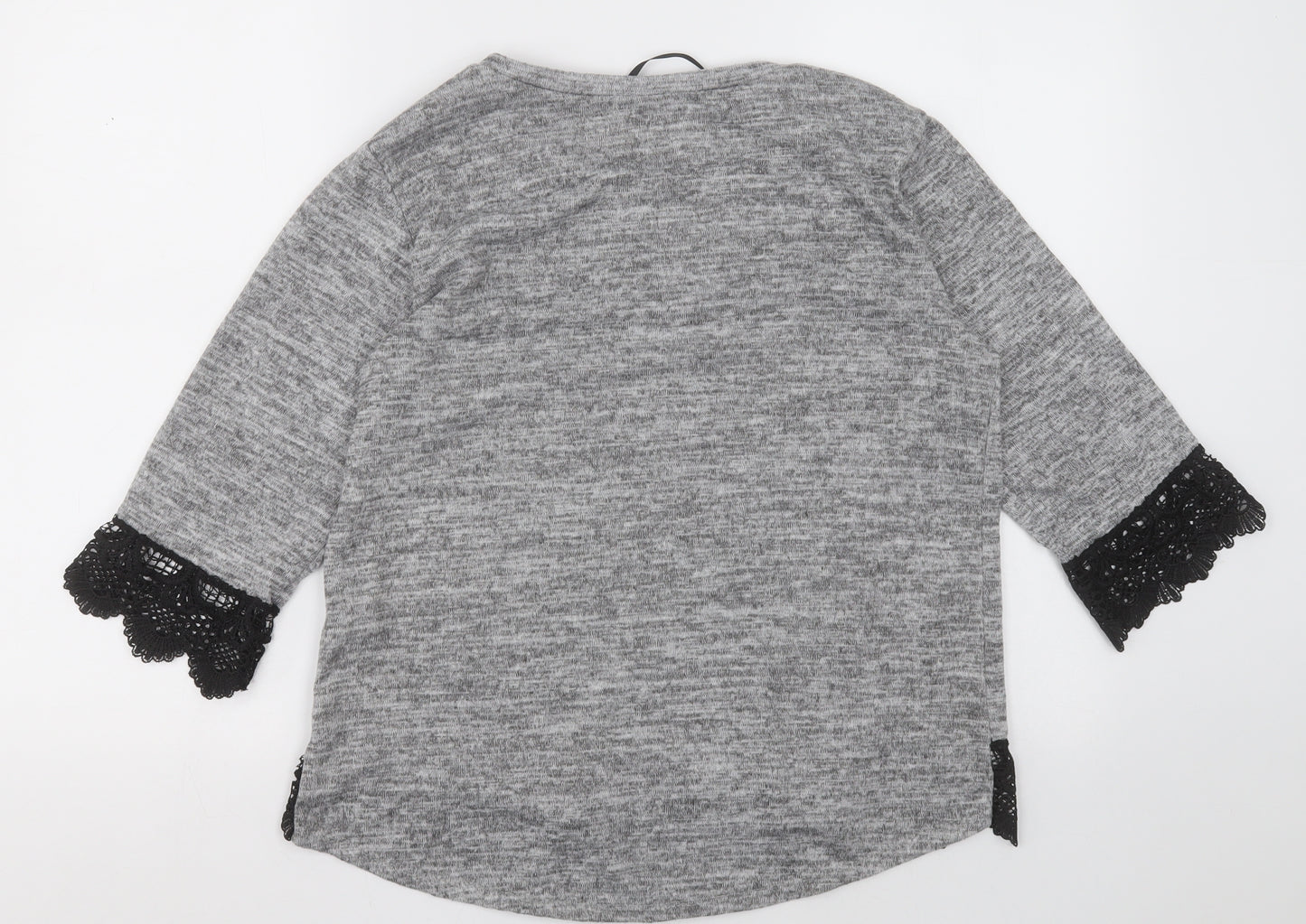 quix Womens Grey  Polyester Pullover Sweatshirt Size S  Pullover - Lace trim