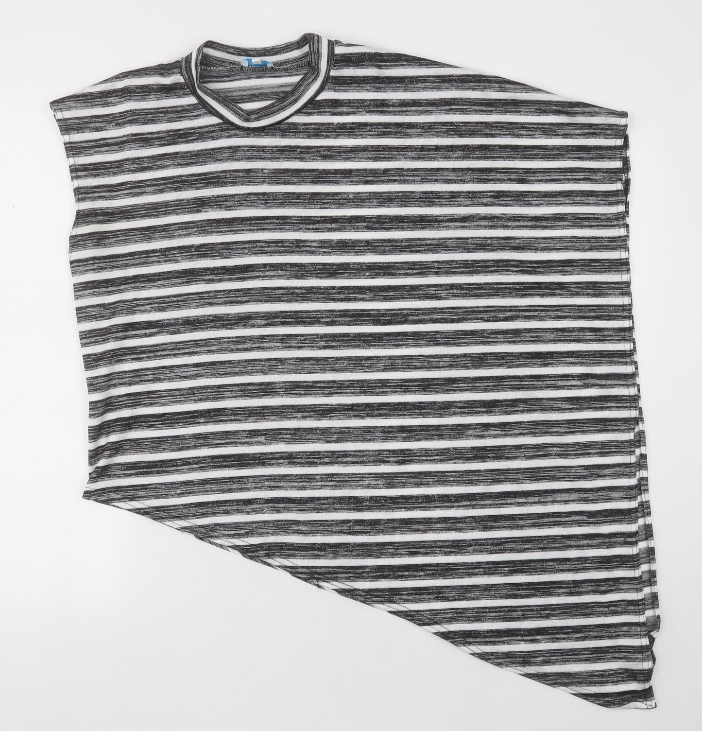 blue vanilla Womens Black Crew Neck Striped Polyester Cape Jumper Size M