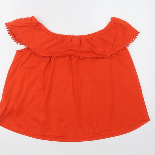 F&F Womens Orange  Polyester Camisole T-Shirt Size 10 Off the Shoulder