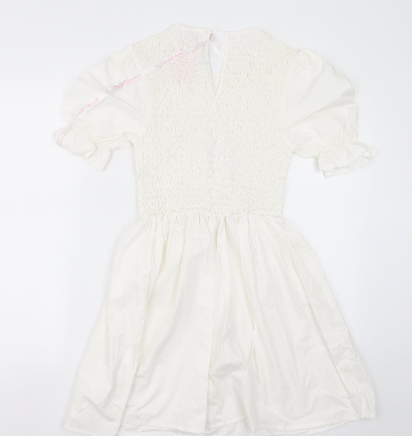 Missguided Womens White  Cotton A-Line  Size 10  Crew Neck Button