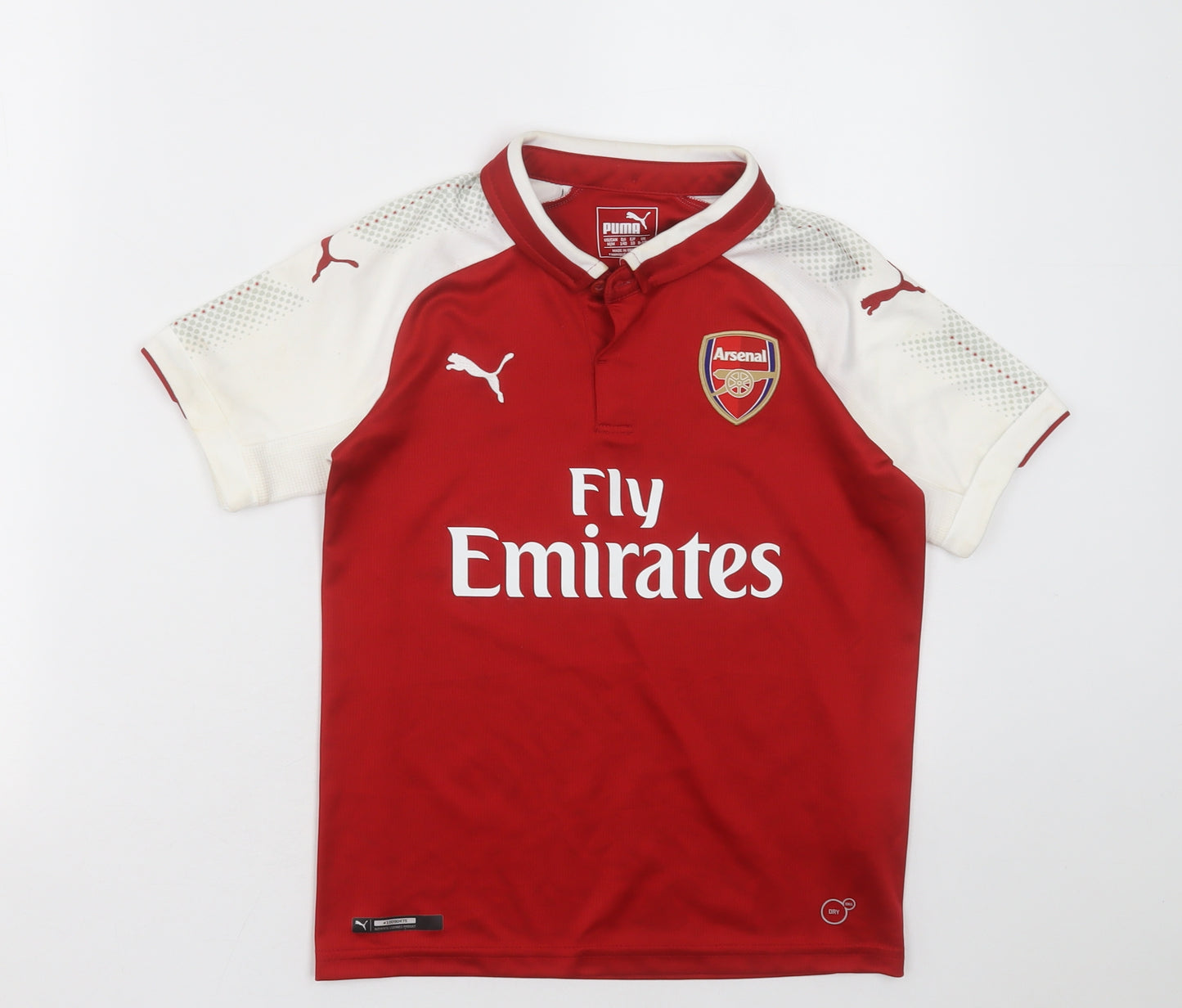 PUMA Boys Red  Polyester Basic Polo Size 9-10 Years Collared Button - Arsenal FC