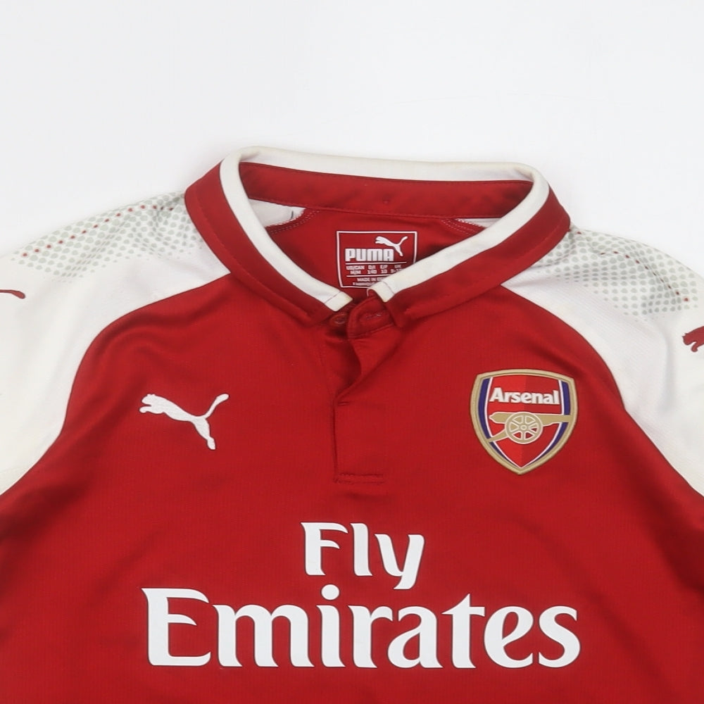 PUMA Boys Red  Polyester Basic Polo Size 9-10 Years Collared Button - Arsenal FC