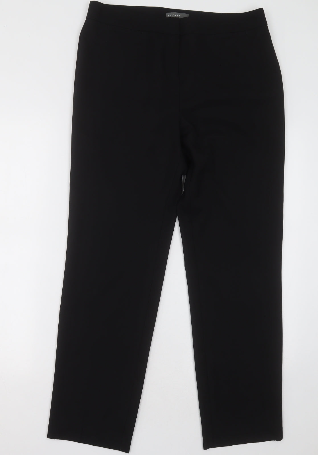Matalan Womens Black  Polyester Trousers  Size 12 L29 in Regular Hook & Eye