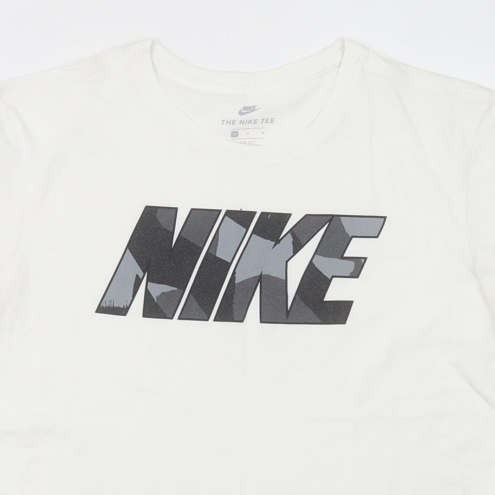 Nike Mens White  Cotton  T-Shirt Size M Crew Neck