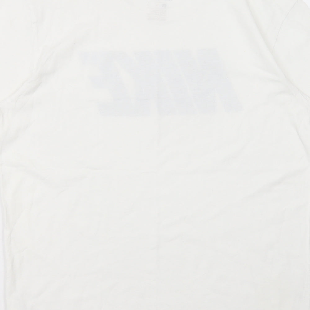 Nike Mens White  Cotton  T-Shirt Size M Crew Neck