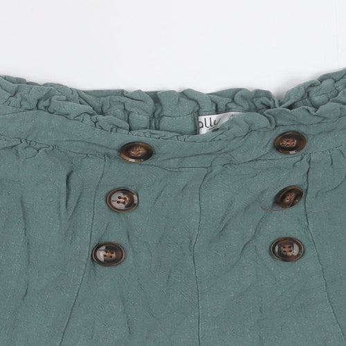 Ally Womens Green  Viscose Paperbag Shorts Size 8 L3 in Regular Button