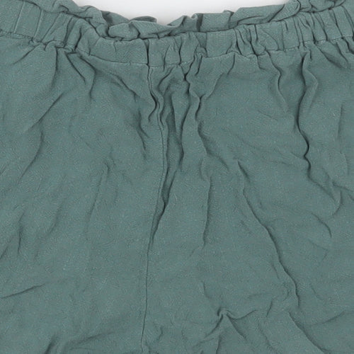 Ally Womens Green  Viscose Paperbag Shorts Size 8 L3 in Regular Button