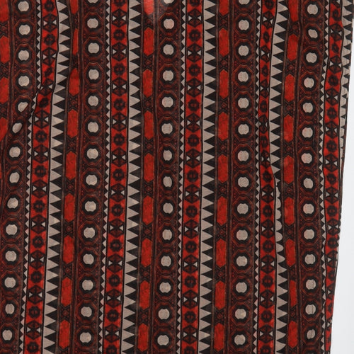 H&M Womens Red Geometric Polyester Basic Tank Size S V-Neck