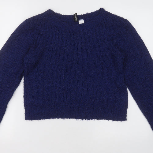h& Womens Blue Crew Neck  Acrylic Pullover Jumper Size S