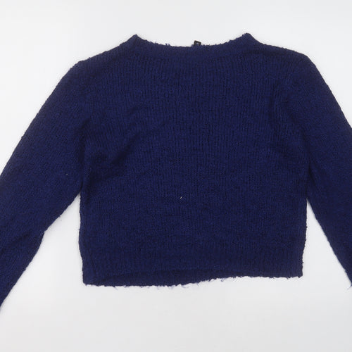 h& Womens Blue Crew Neck  Acrylic Pullover Jumper Size S