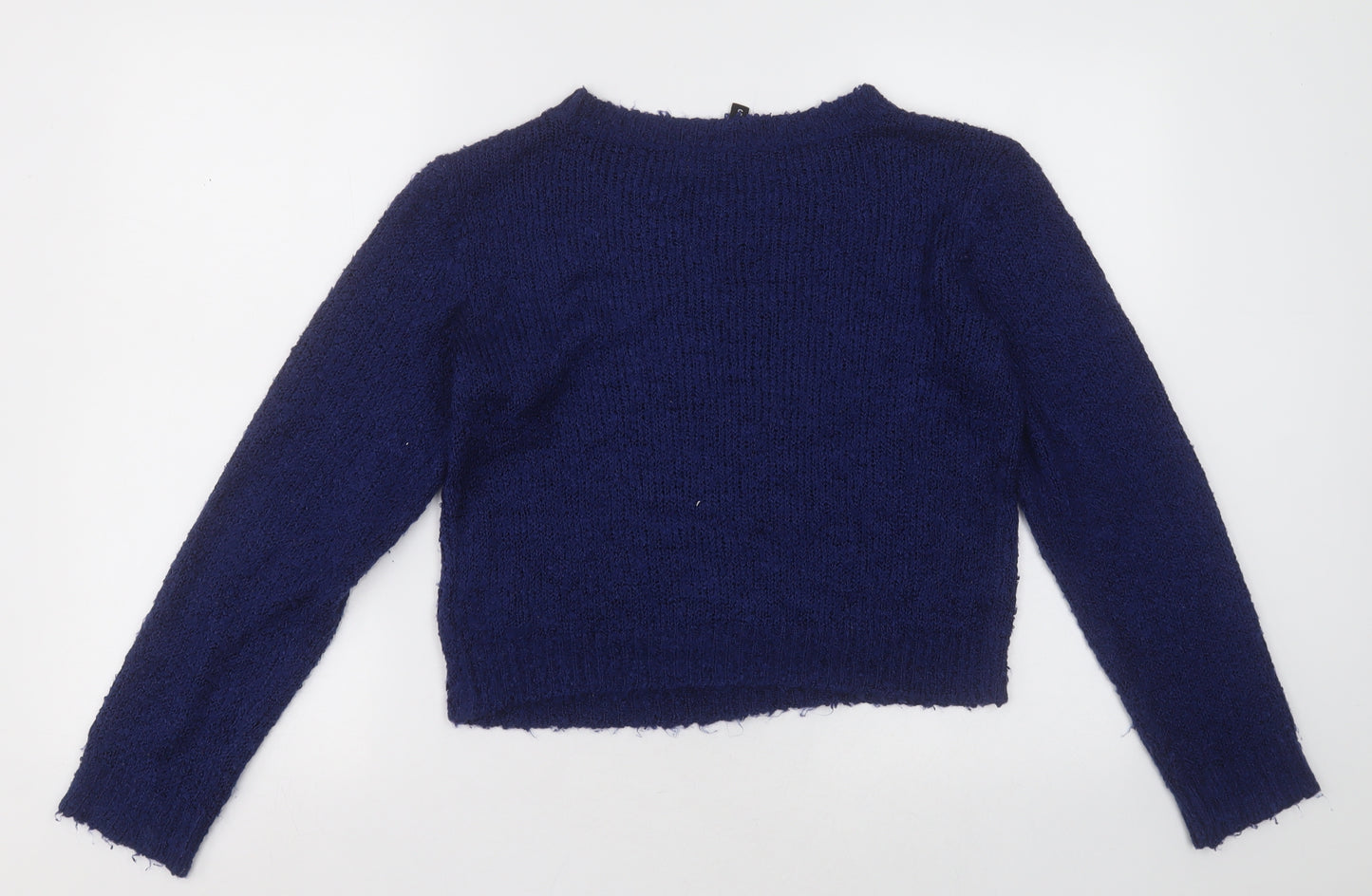 h& Womens Blue Crew Neck  Acrylic Pullover Jumper Size S