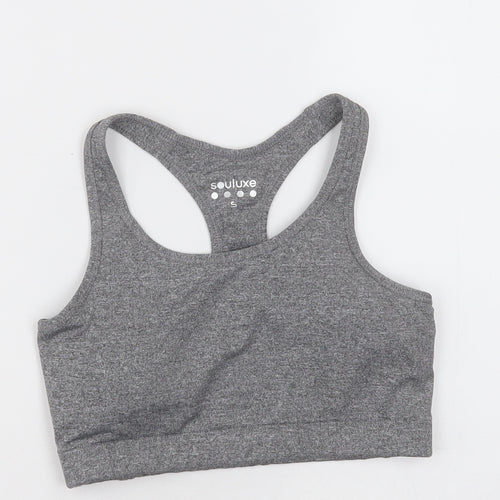 mataaln Womens Grey  Polyester Cropped Tank Size S Scoop Neck Pullover