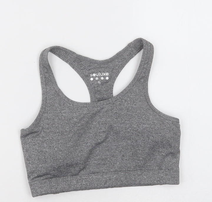 mataaln Womens Grey  Polyester Cropped Tank Size S Scoop Neck Pullover