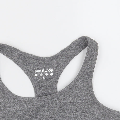 mataaln Womens Grey  Polyester Cropped Tank Size S Scoop Neck Pullover