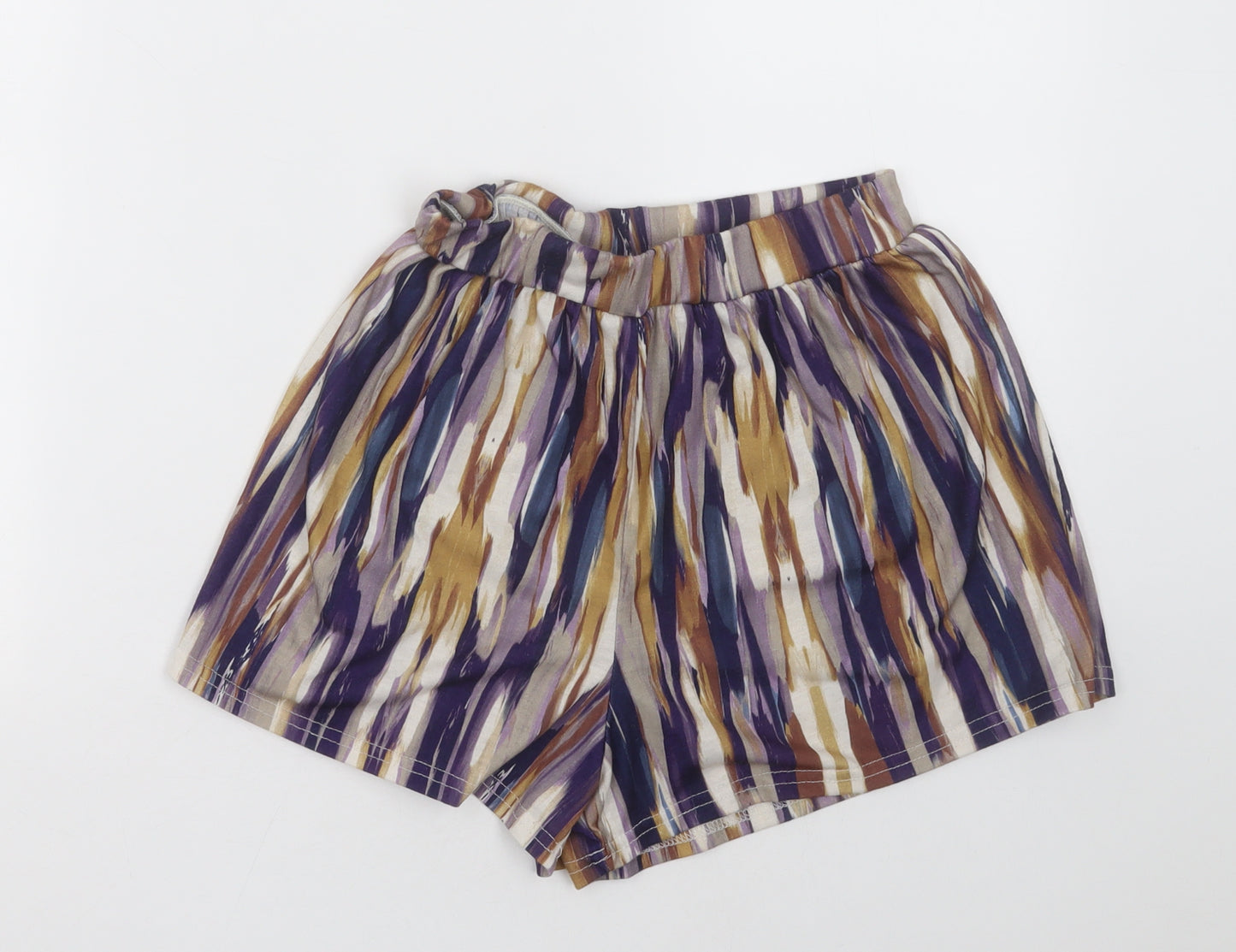 Boohoo Womens Purple Geometric Viscose Paperbag Shorts Size 8 L3 in Regular