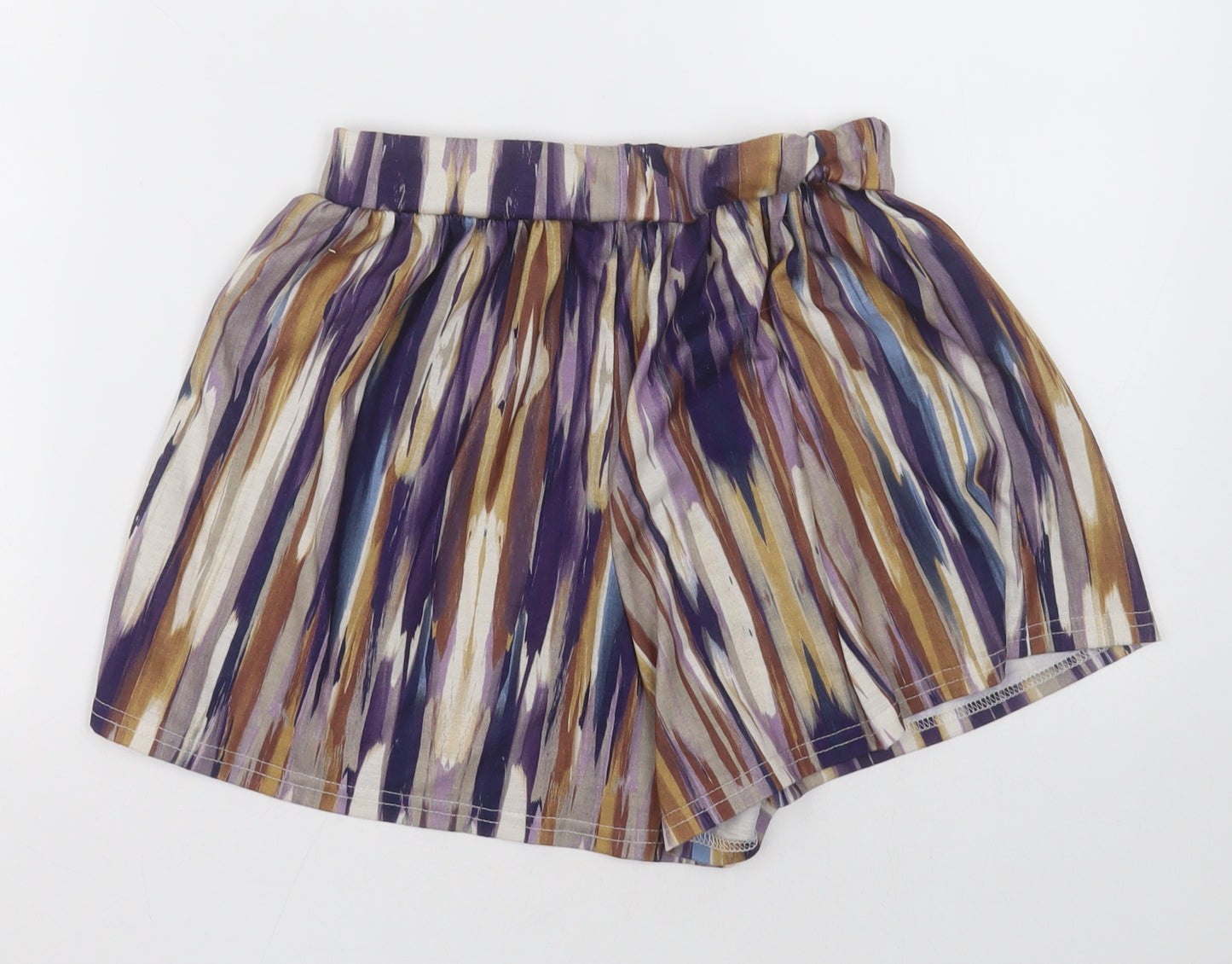 Boohoo Womens Purple Geometric Viscose Paperbag Shorts Size 8 L3 in Regular
