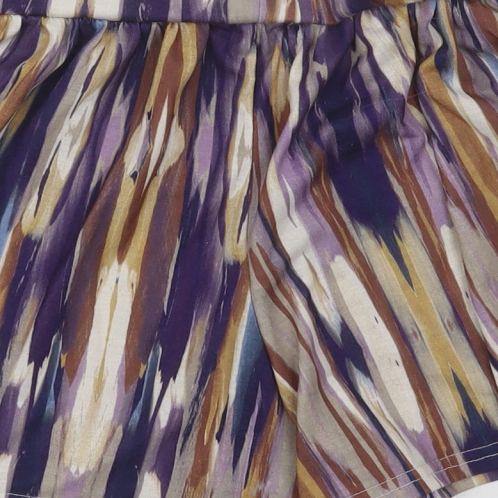 Boohoo Womens Purple Geometric Viscose Paperbag Shorts Size 8 L3 in Regular