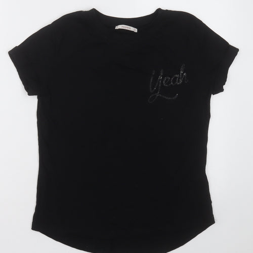Pull&Bear Womens Black  Polyester Basic T-Shirt Size S Crew Neck - yeah