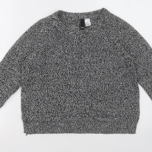 H&M Womens Grey Crew Neck  Acrylic Pullover Jumper Size XS