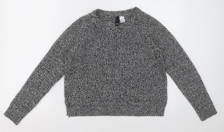 H&M Womens Grey Crew Neck Acrylic Pullover Jumper Size XS