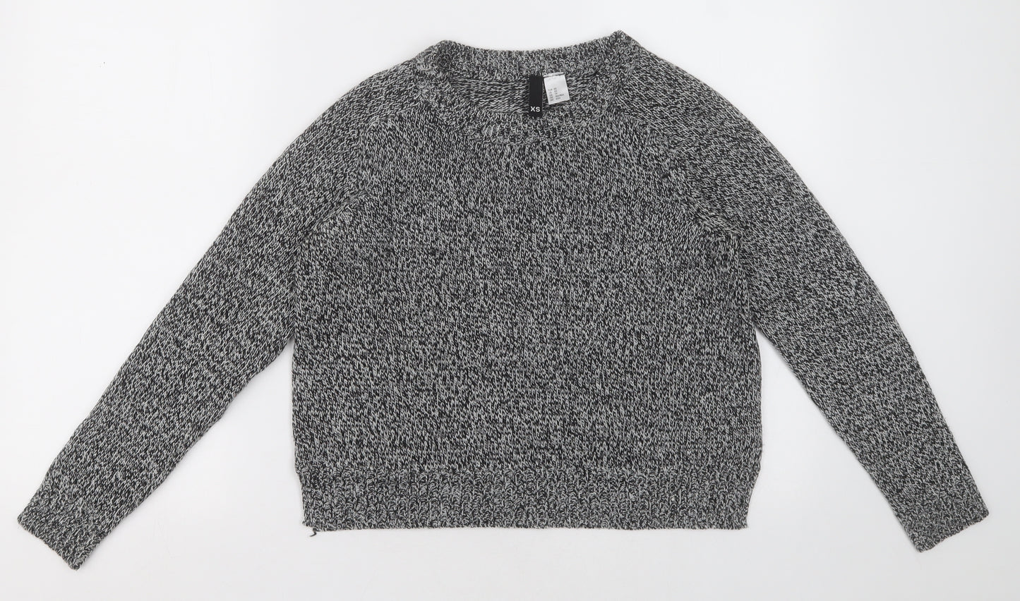 H&M Womens Grey Crew Neck  Acrylic Pullover Jumper Size XS