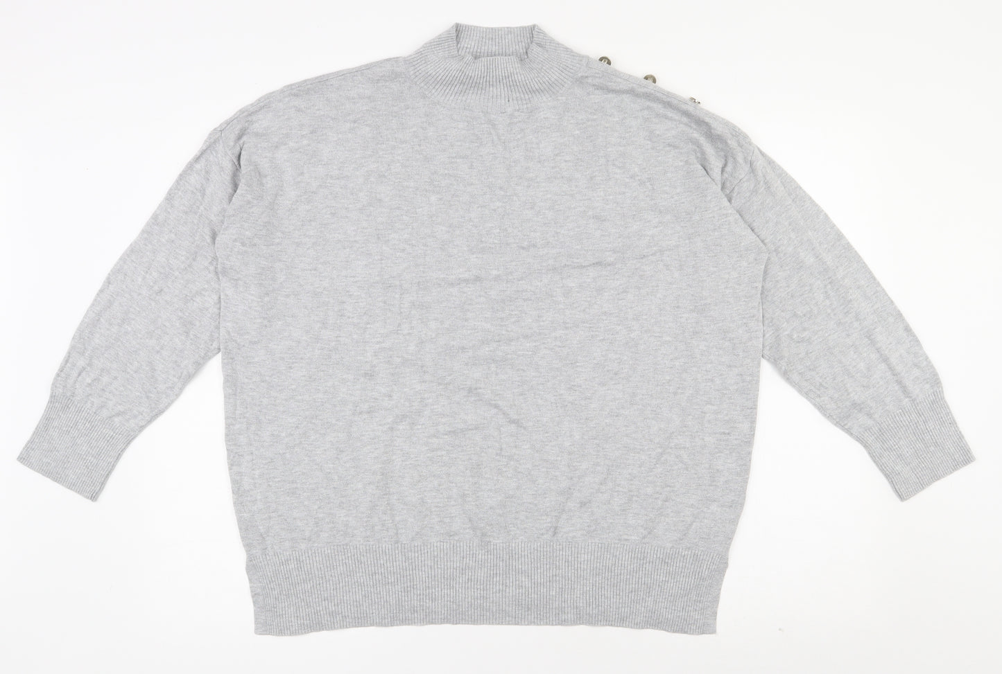 F&F Womens Grey Mock Neck  Viscose Pullover Jumper Size 18