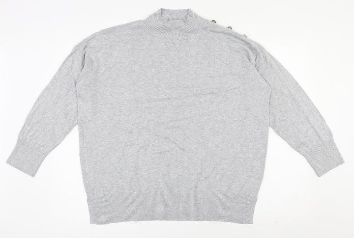 F&F Womens Grey Mock Neck  Viscose Pullover Jumper Size 18