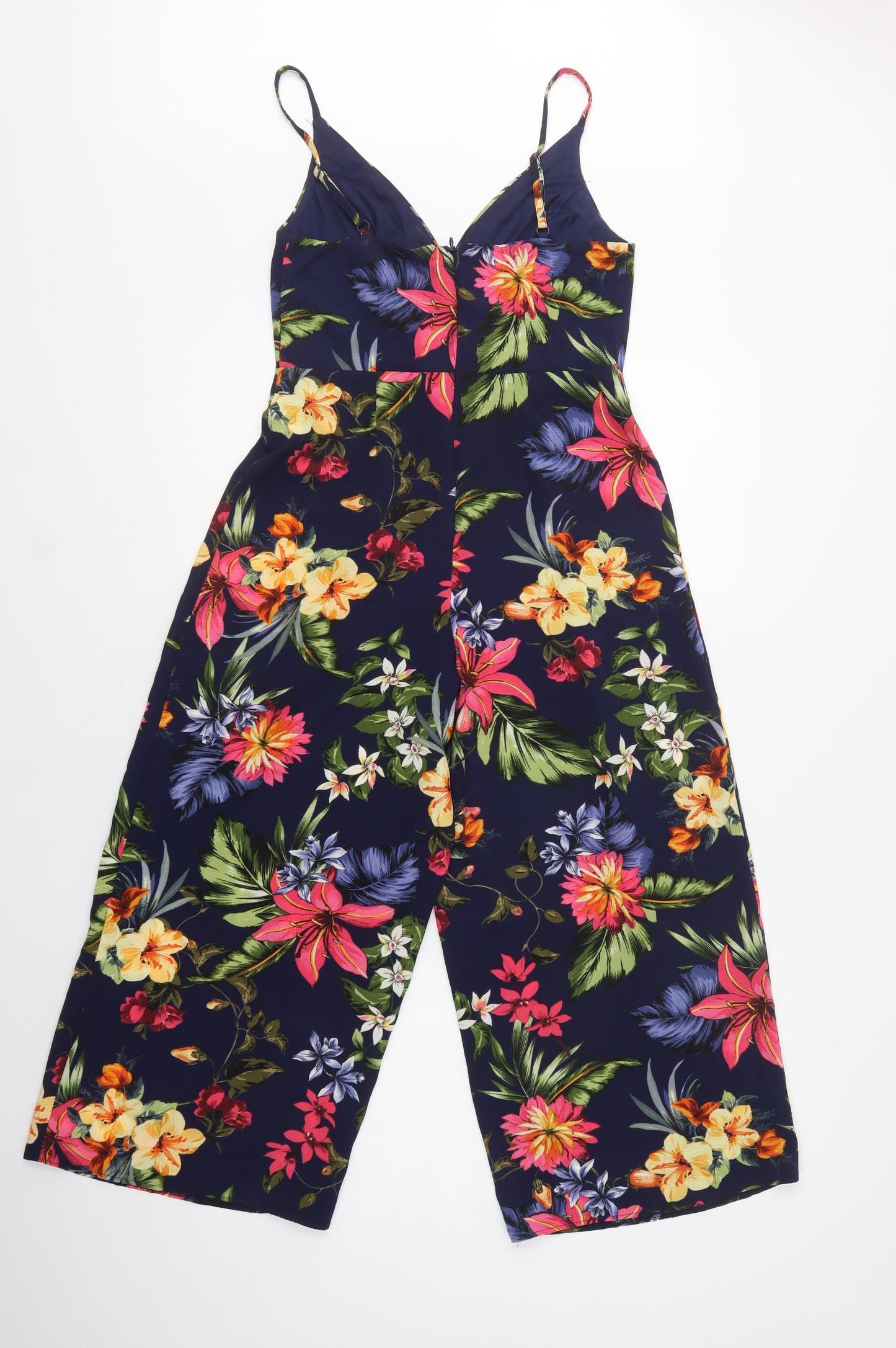 F&F Womens Blue Floral Polyester Jumpsuit One-Piece Size 8 L22 in
