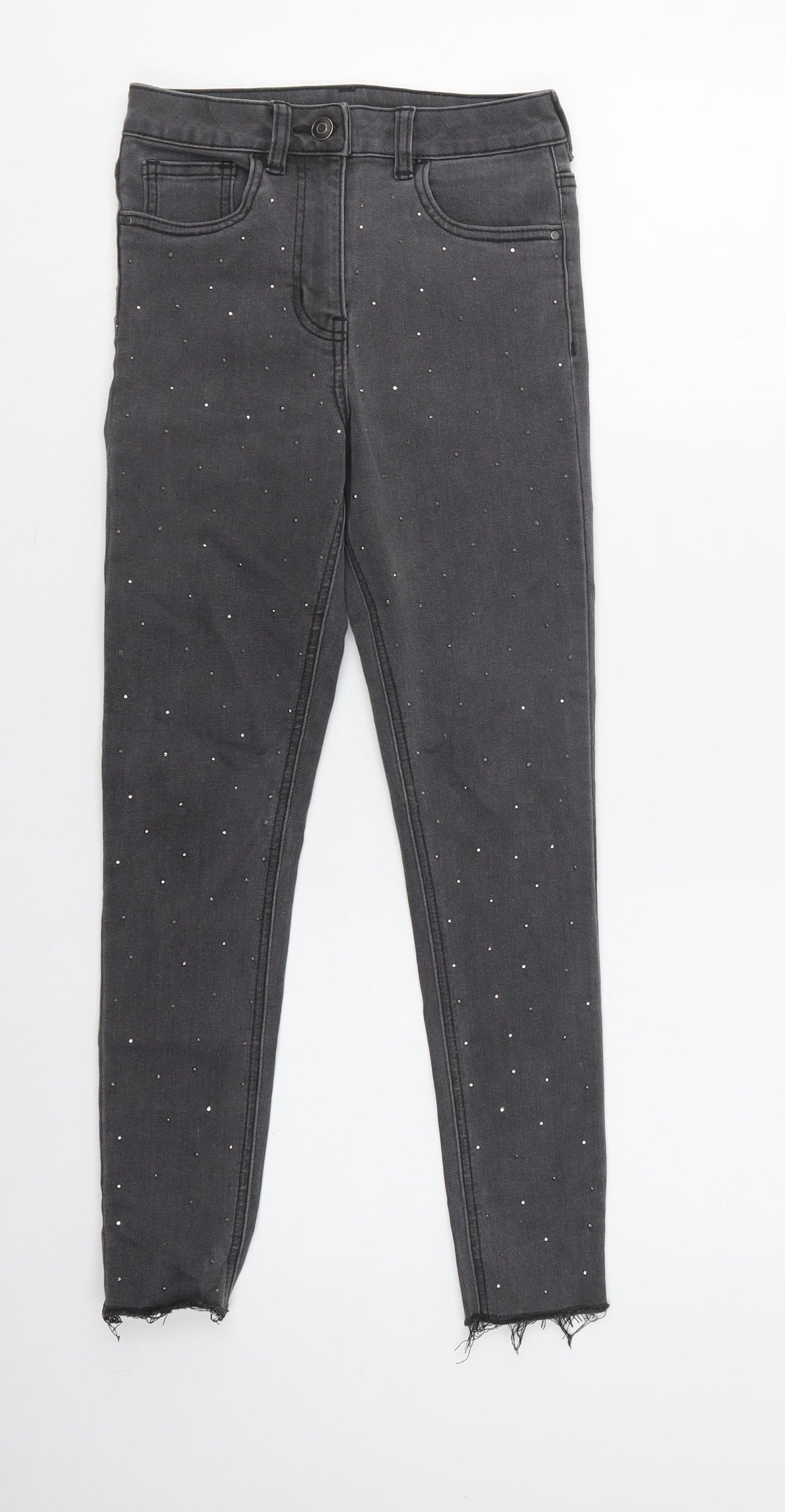 George Girls Grey  Cotton Skinny Jeans Size 10-11 Years  Regular Button