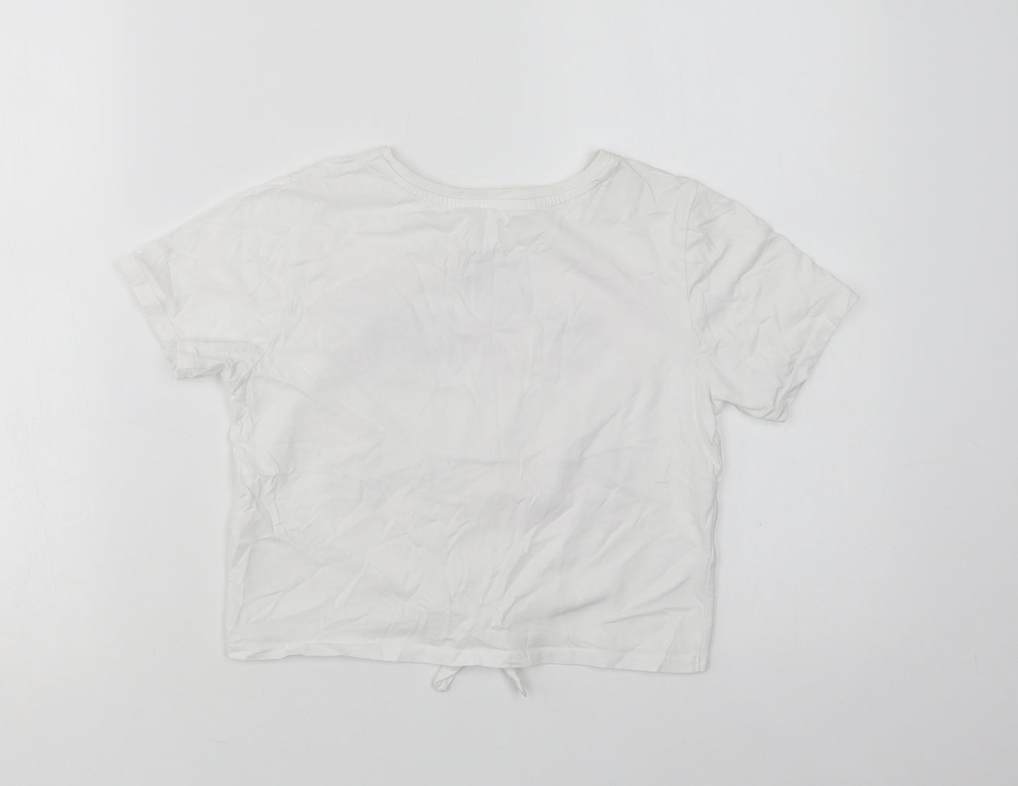 Matalan Girls White  Cotton Cropped T-Shirt Size 10 Years Crew Neck  - Los Angeles