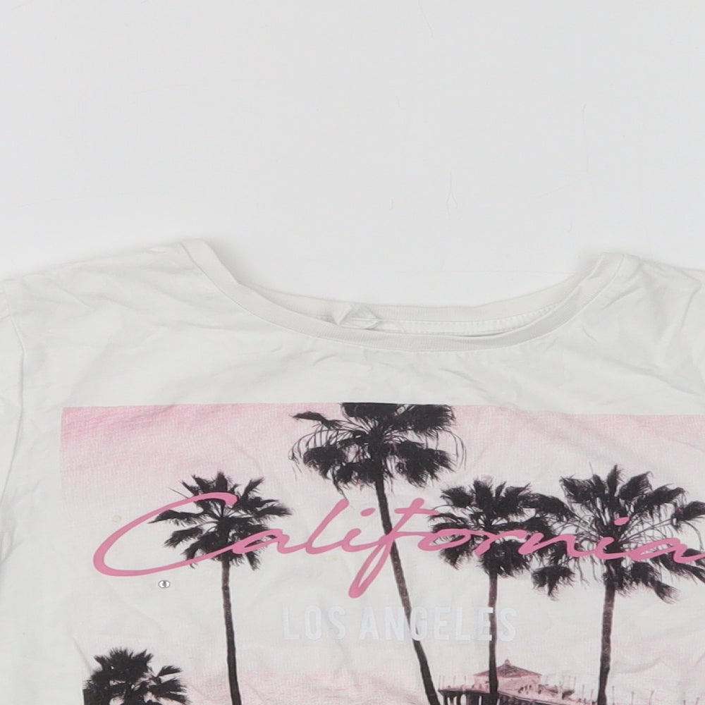 Matalan Girls White  Cotton Cropped T-Shirt Size 10 Years Crew Neck  - Los Angeles