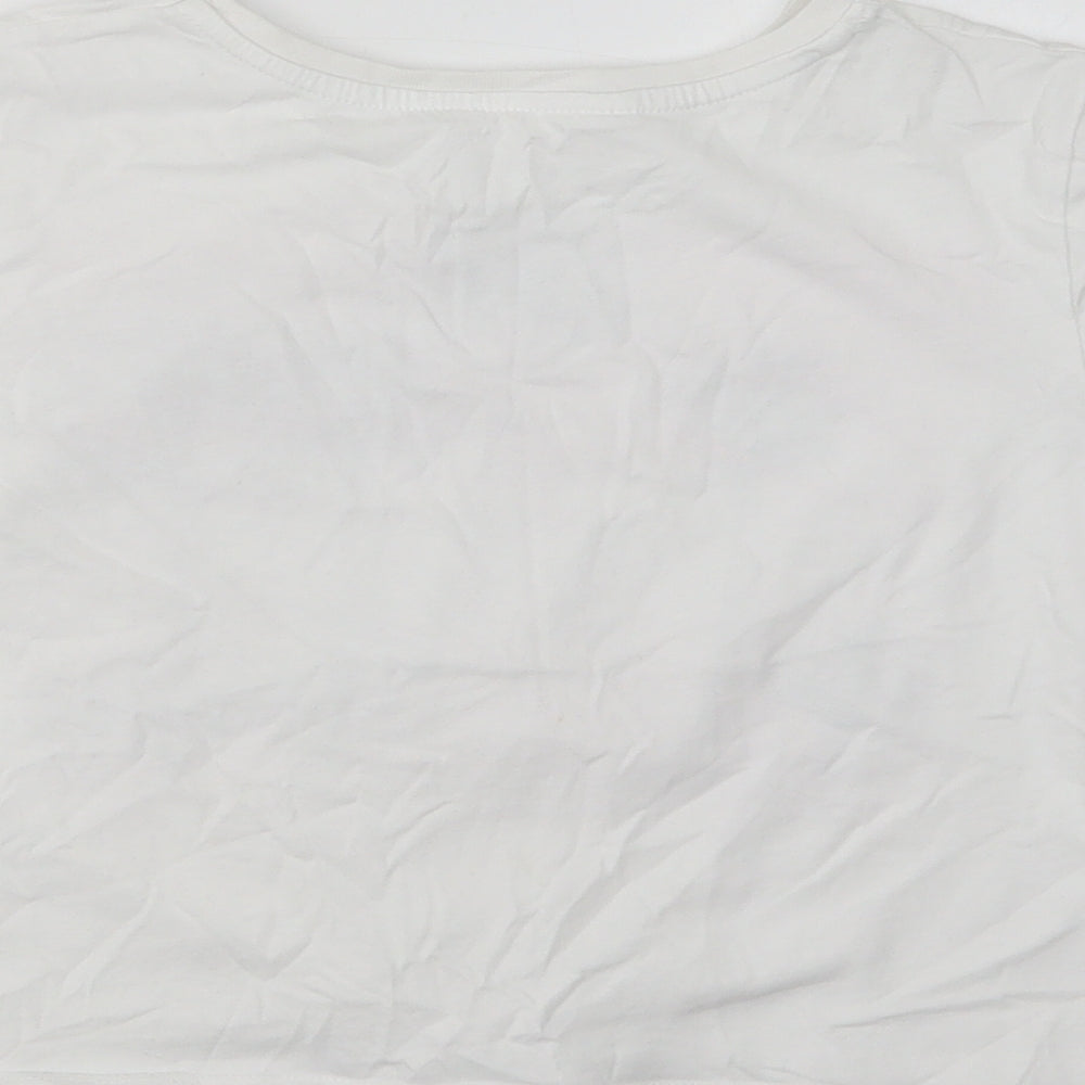 Matalan Girls White  Cotton Cropped T-Shirt Size 10 Years Crew Neck  - Los Angeles