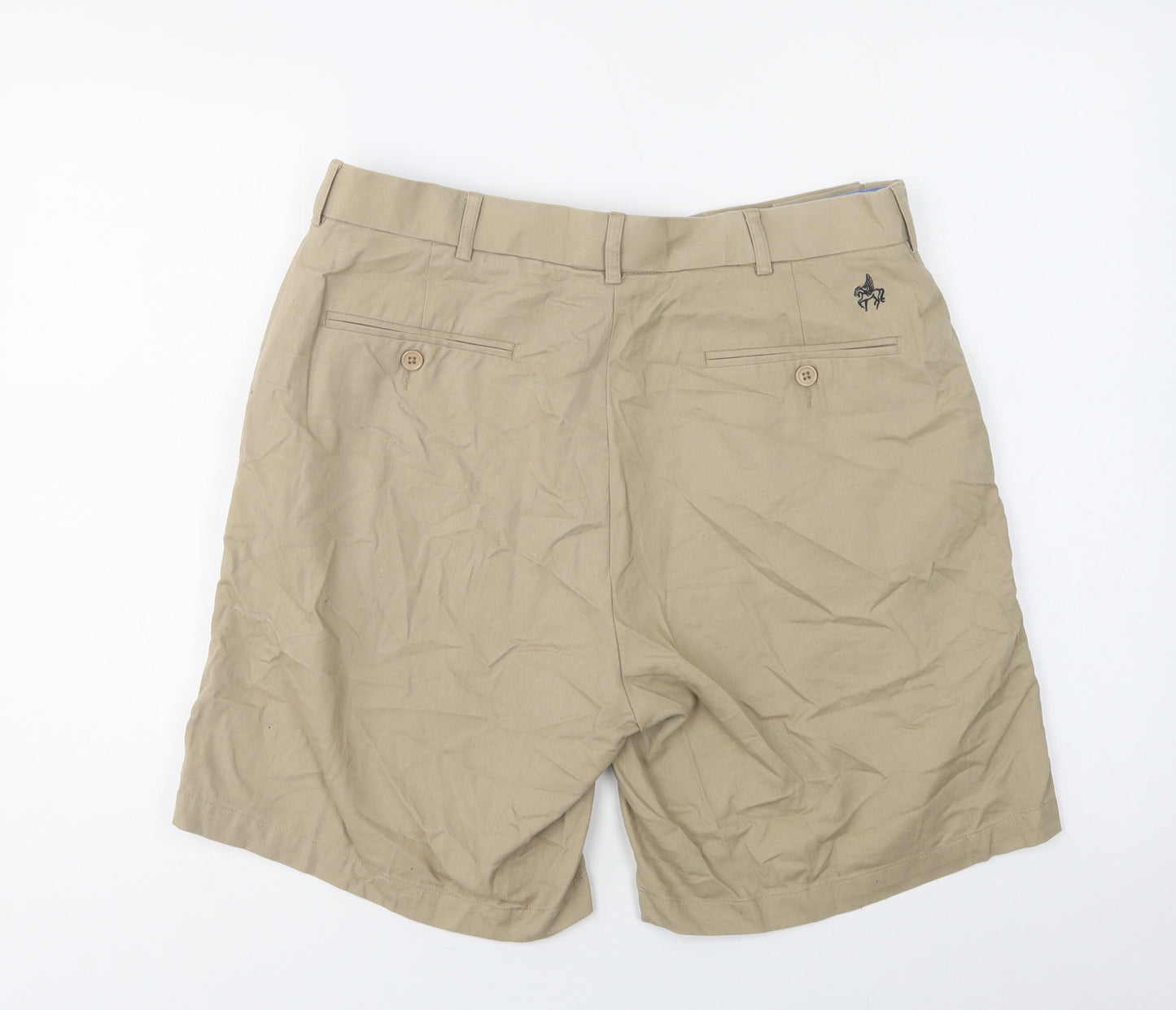 Pegasus Mens Beige  Cotton Chino Shorts Size 34 L9 in Regular Button